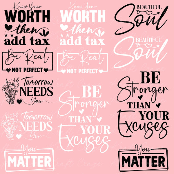 Inspirational Quotes UV DTF Decal Sheets 4 Sheet designs to choose fro ...