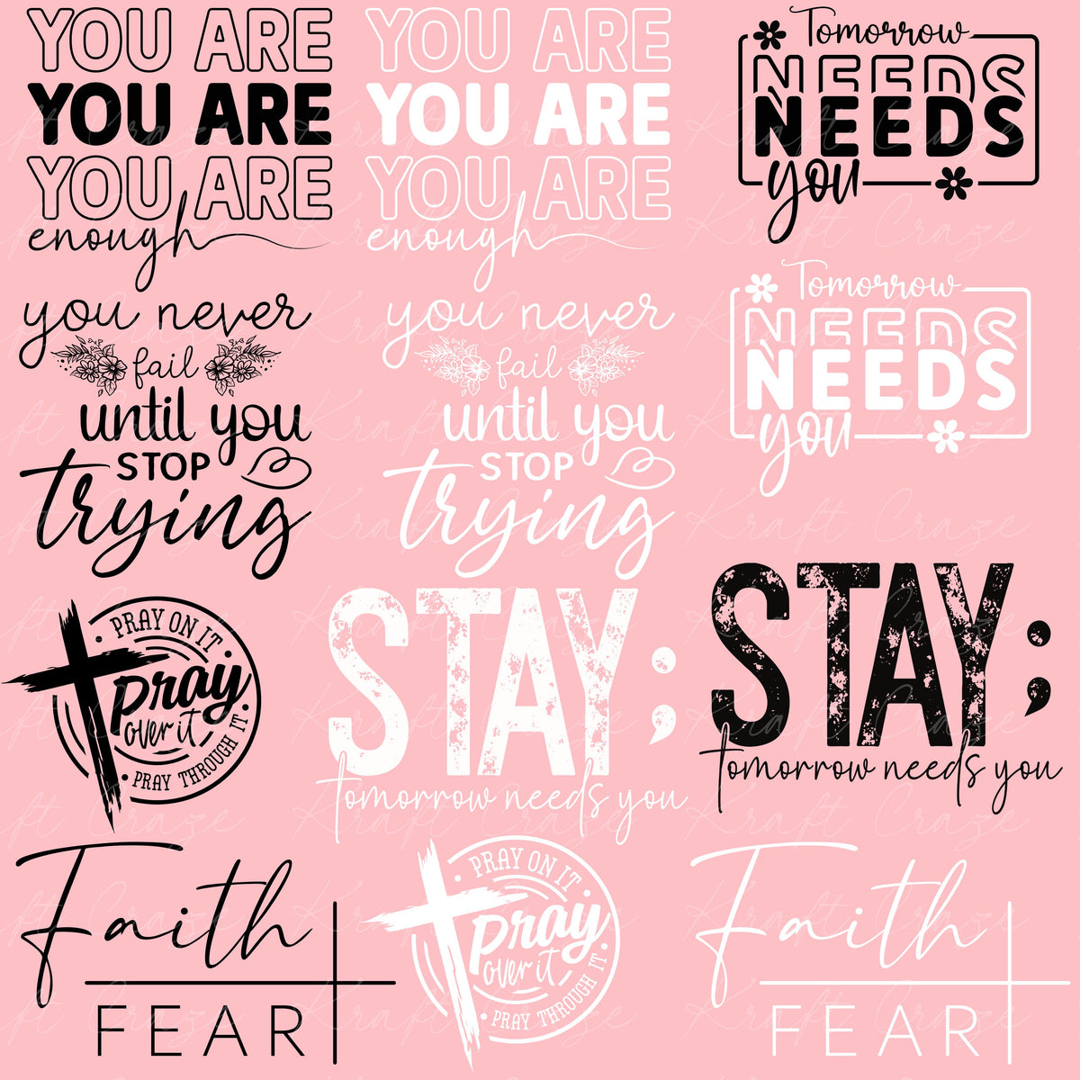 Inspirational Quotes UV DTF Decal Sheets 4 Sheet designs to choose from