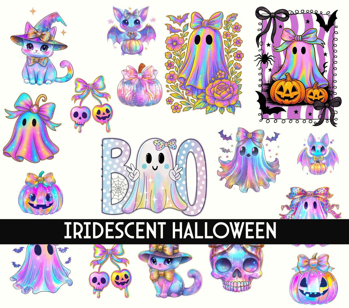 Iridescent Halloween UV DTF Decal Sheets