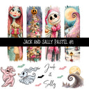 Jack and Sally Pastel Torn Pages UV DTF Decal sheets 4 Designs available
