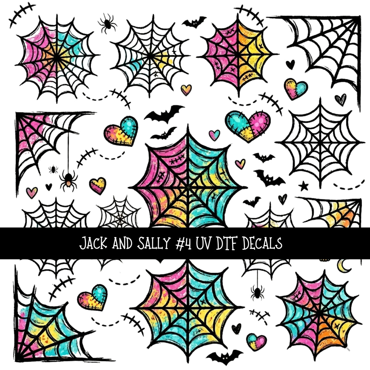 Jack and Sally Torn Pages UV DTF Decal sheets 6 designs available