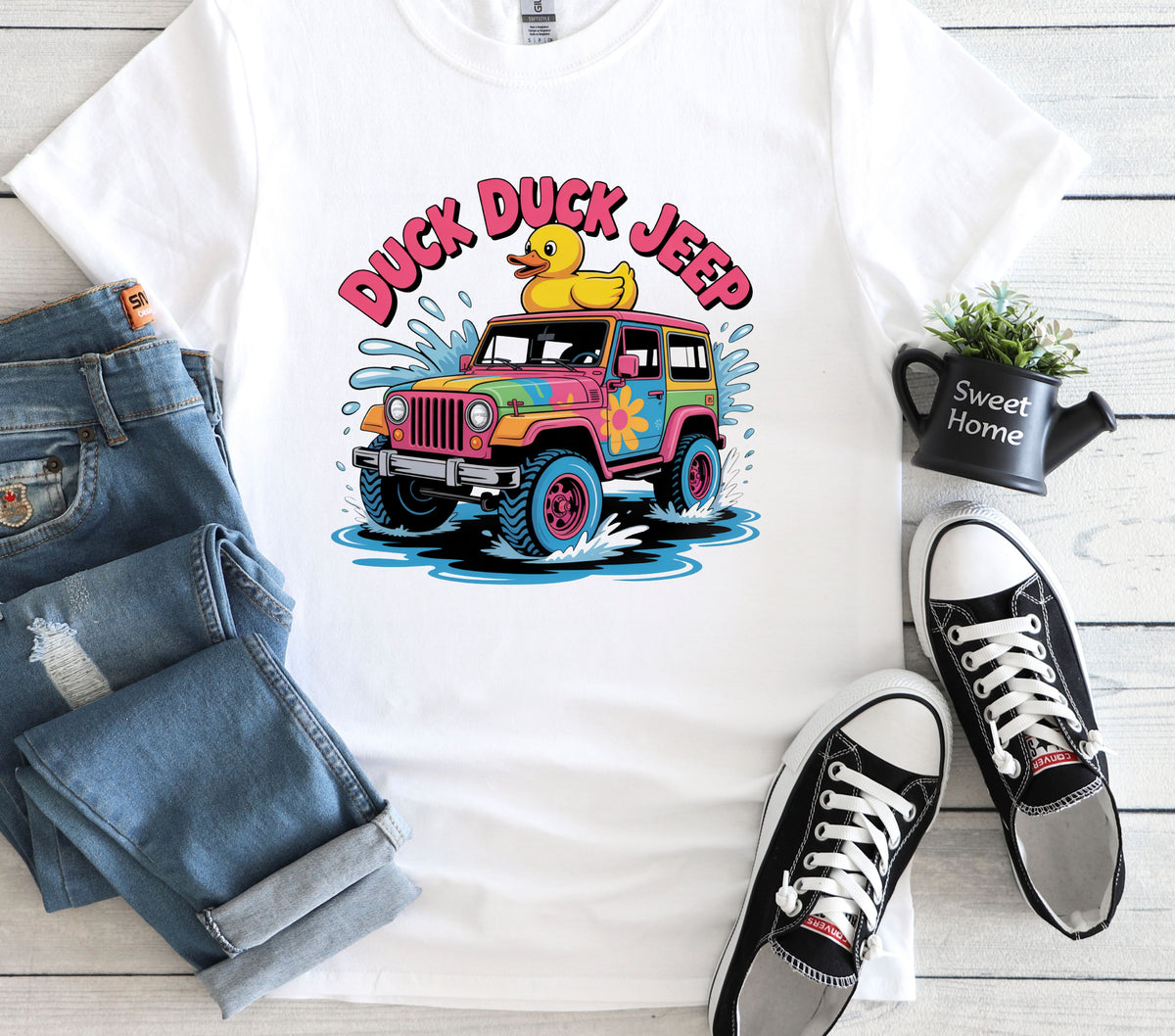 Duck Duck Jeep Flower DTF Transfers