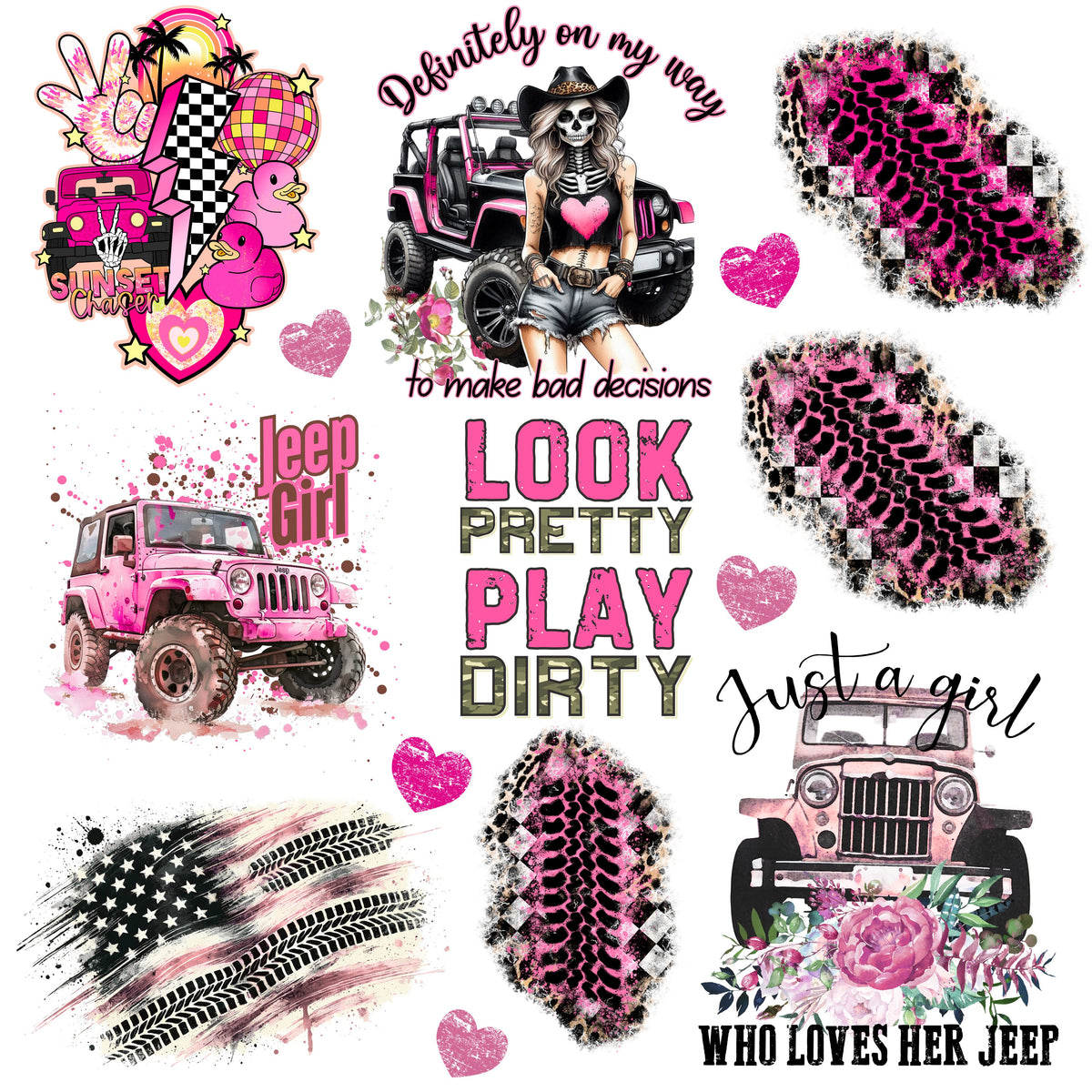 Jeep Girl UV DTF Decal Sheets