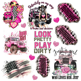 Jeep Girl UV DTF Decal Sheets