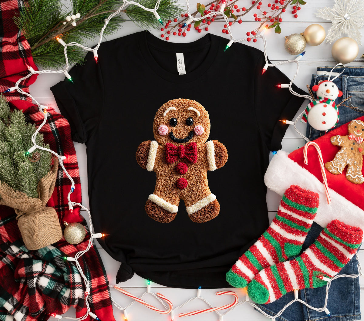 Gingerbread Faux Yarn DTF Transfers