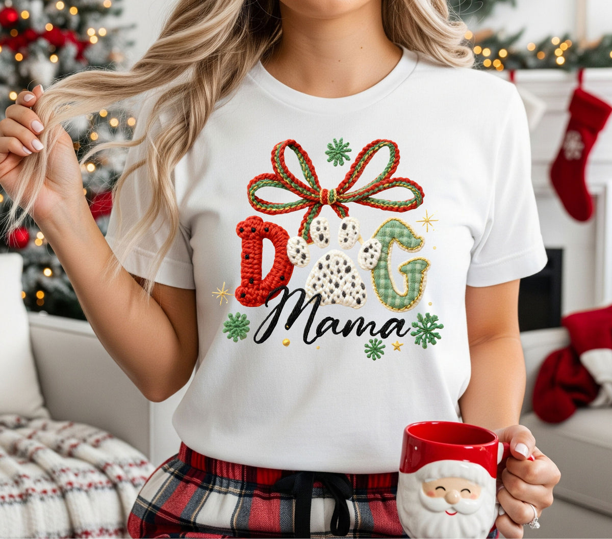 Dog Mama Christmas Faux knit DTF Transfers