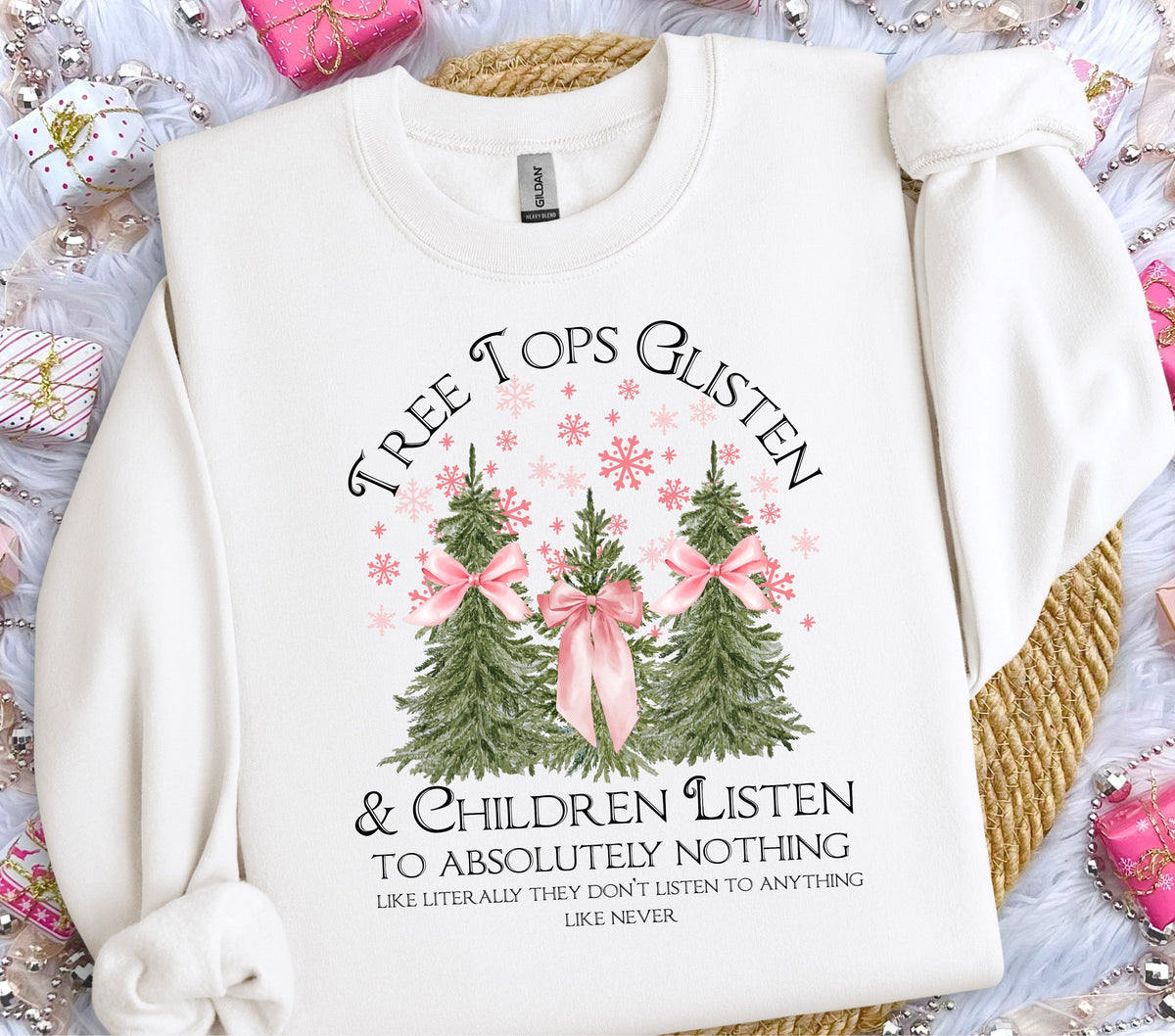 Tree Tops Glisten & children listen like never DTF Transfers