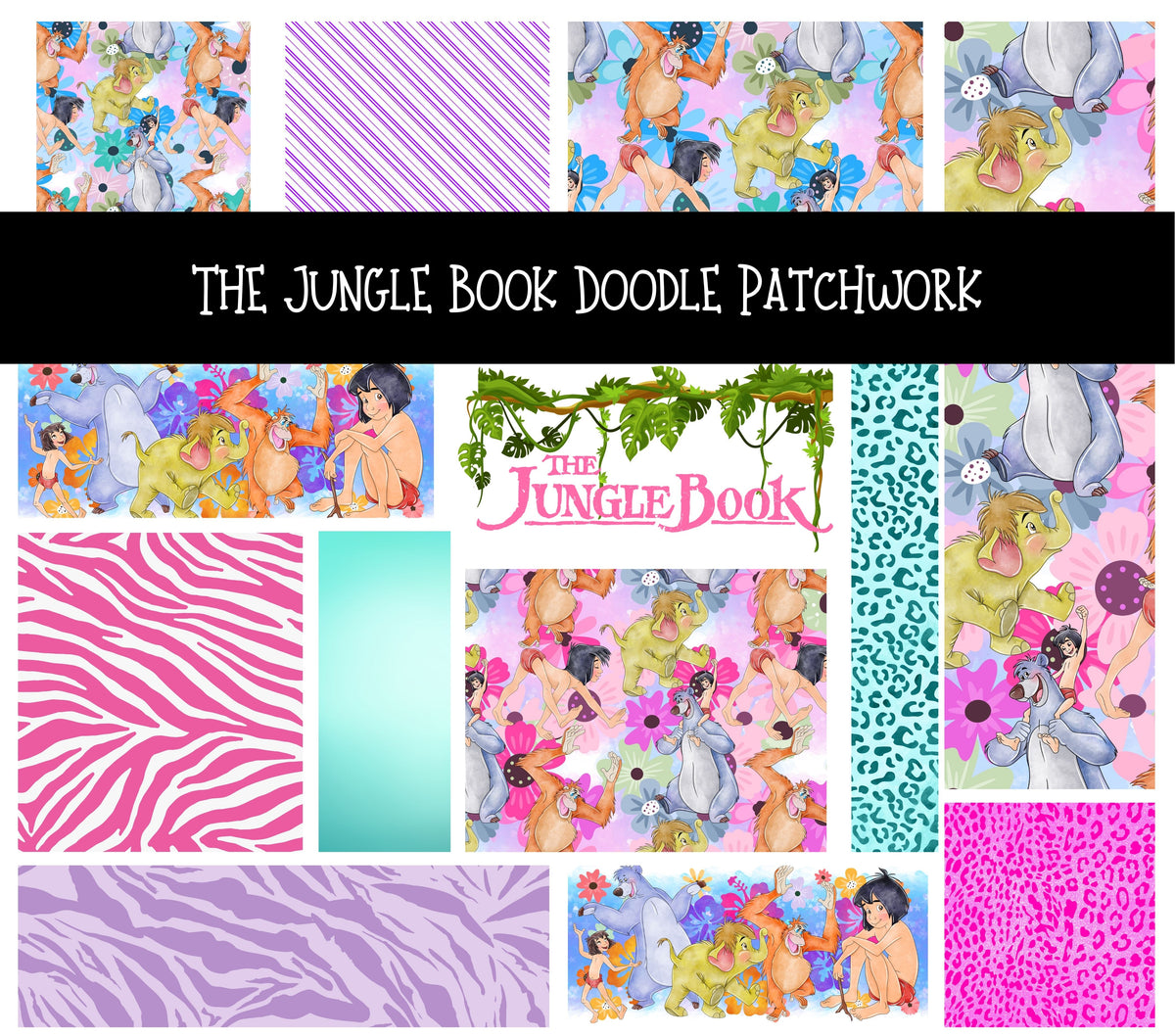 Jungle Book Doodle Patchwork Set