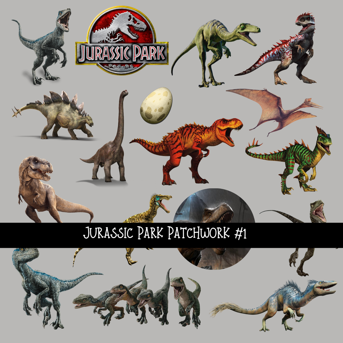 Jurassic Doodle Patchwork Set (2 variations)