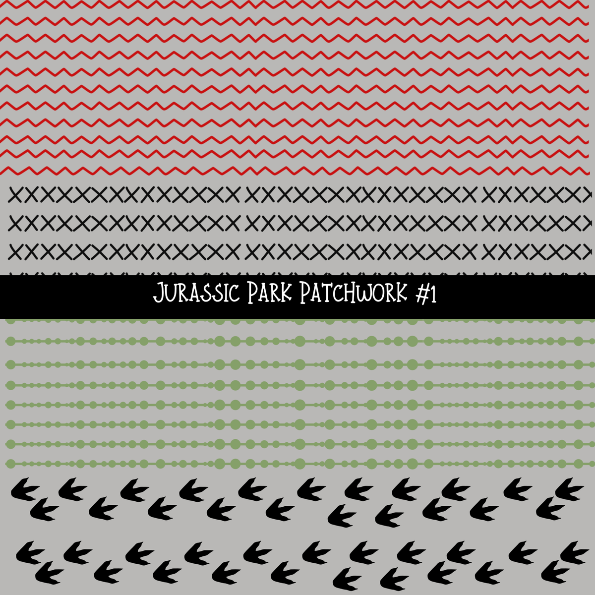 Jurassic Doodle Patchwork Set (2 variations)