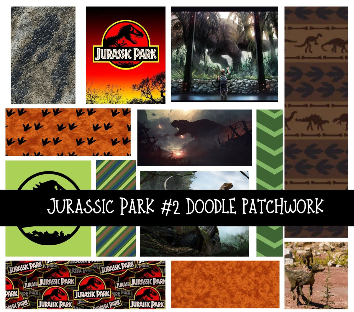 Jurassic Doodle Patchwork Set (2 variations)