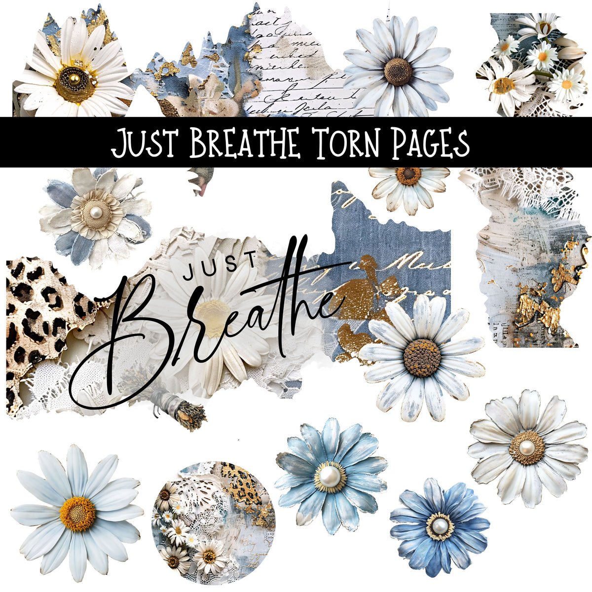 Just Breathe Torn Pages - UV DTF Decal sheet