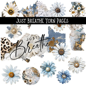 Just Breathe Torn Pages - UV DTF Decal sheet