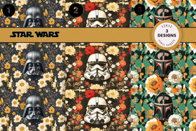 Star Wars Floral- 3 Designs 12x12 Vinyl sheets