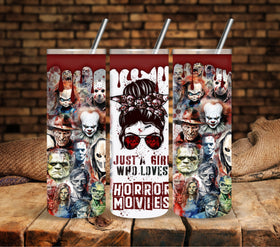 Just a girl who loves horror movies vinyl tumbler wraps
