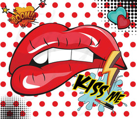 Kiss Me Pop Art 20 or 30 oz Skinny Adhesive Vinyl Wrap