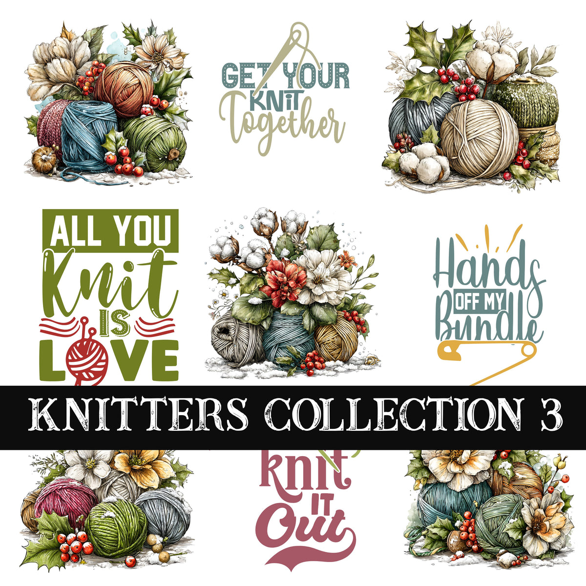 Knitters Collection UV DTF Decal Sheets 9 Design sheets