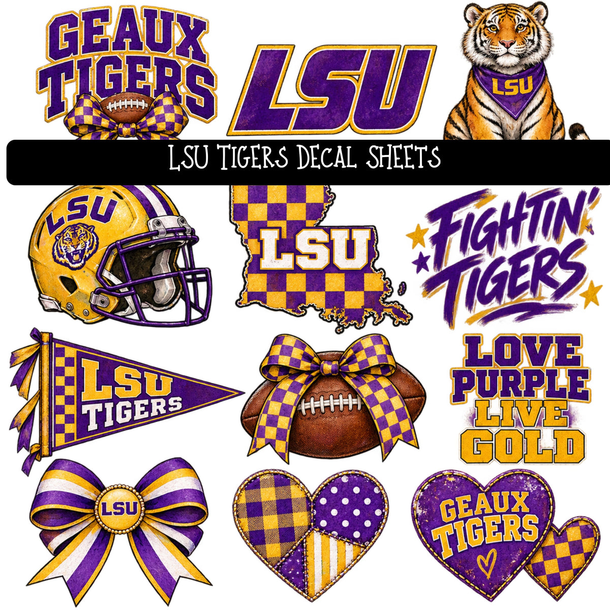 LSU Tigers UV DTF Decal sheet