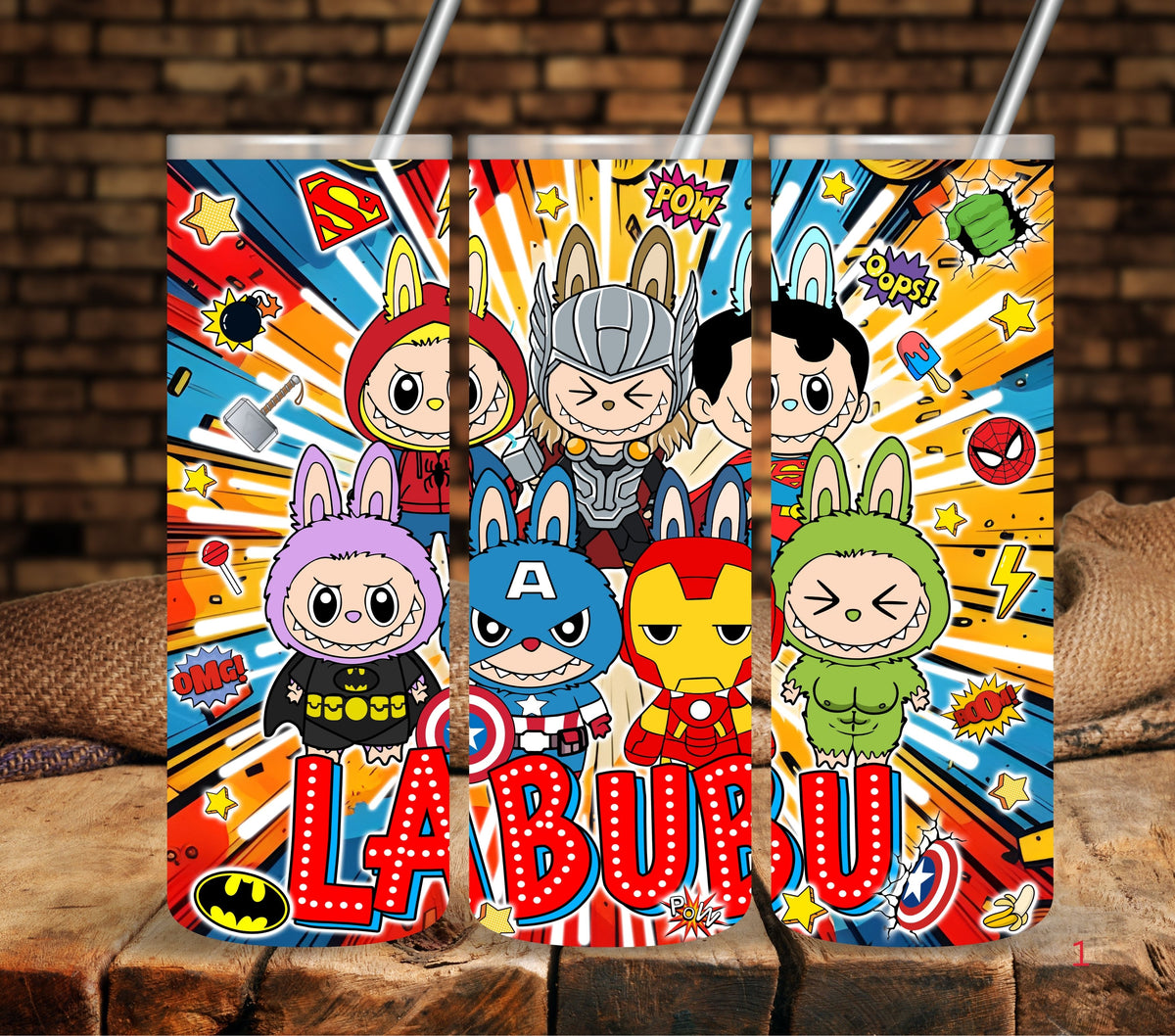Labubu Super Heroes Vinyl tumbler wraps