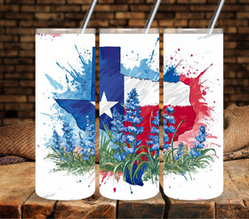 Texas Blue bonnet Flag Vinyl tumbler wraps