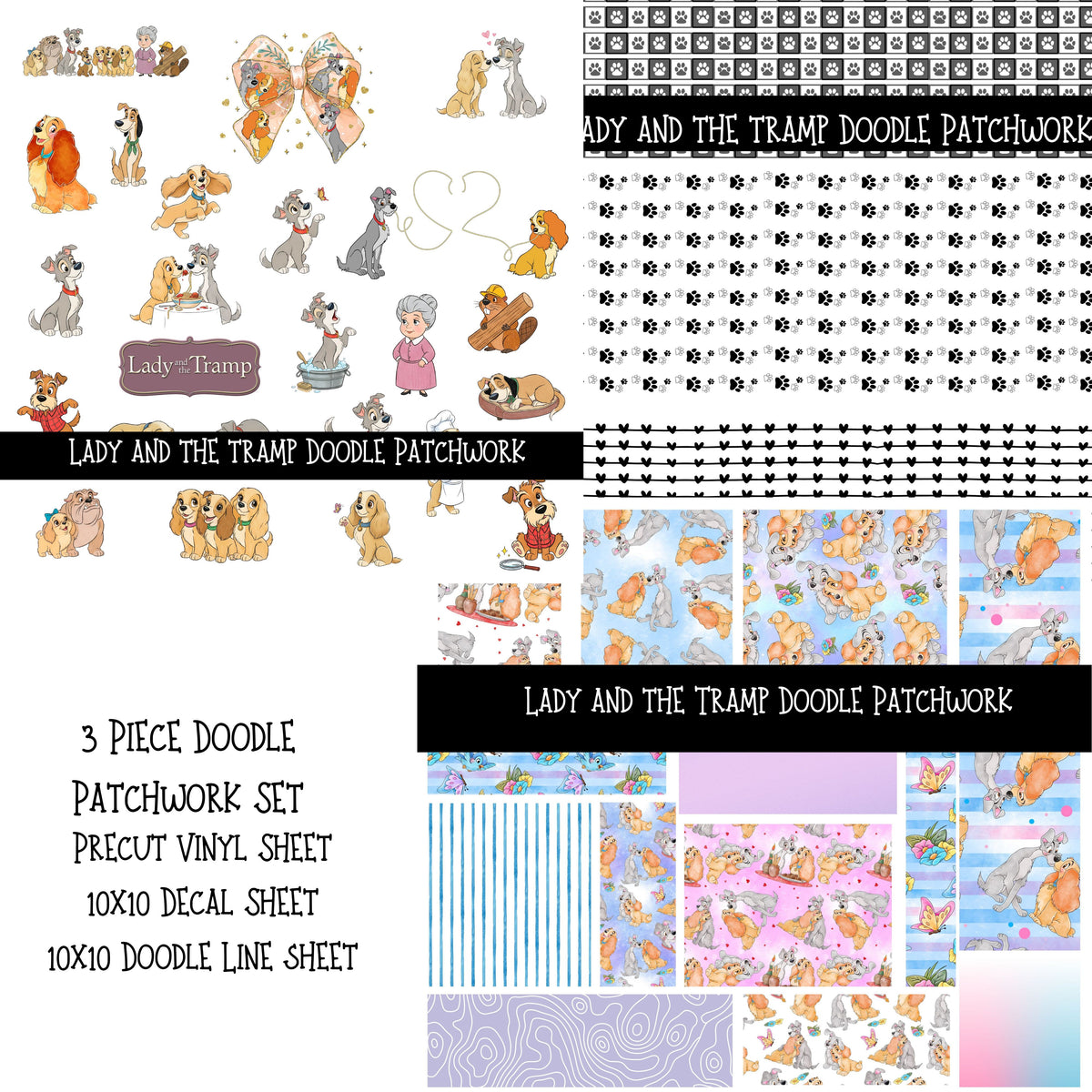 Lady and the Tramp Doodle Patchwork Set