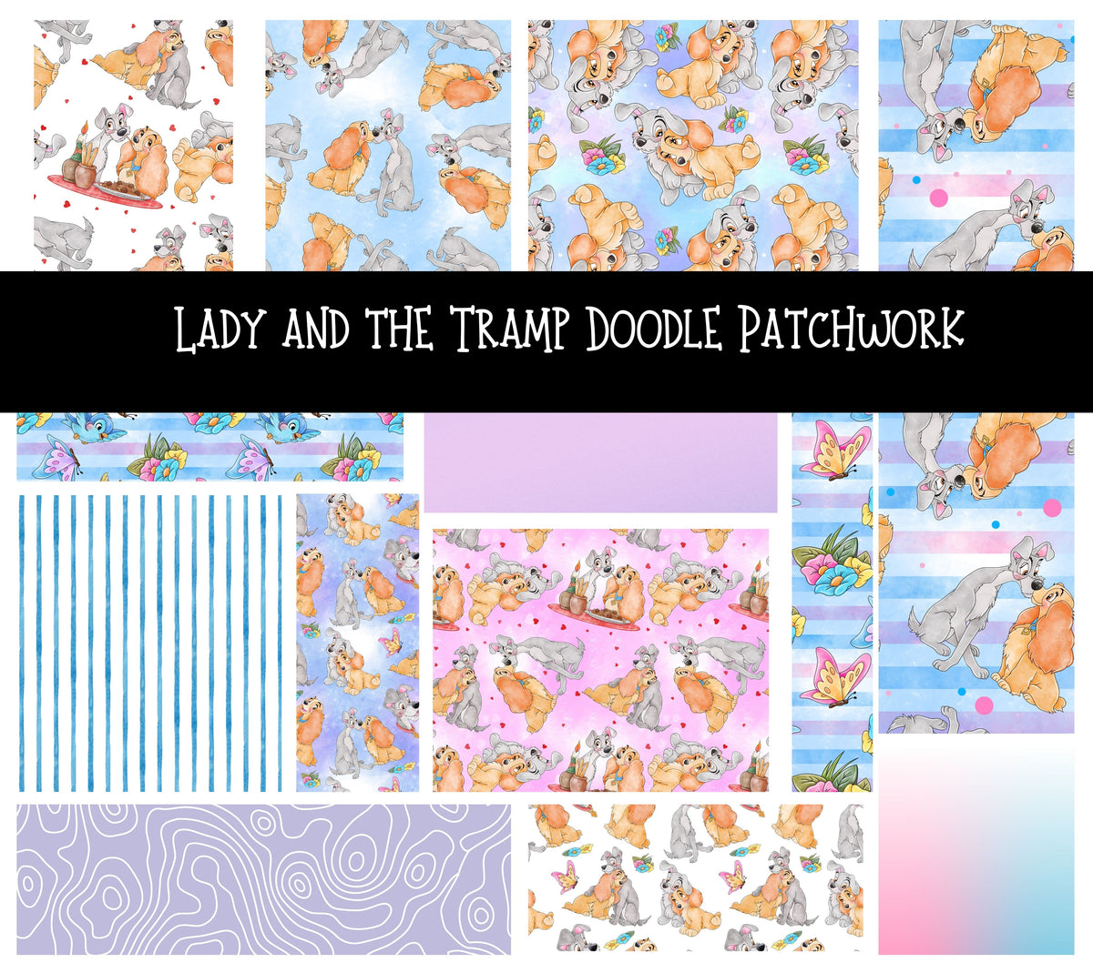 Lady and the Tramp Doodle Patchwork Set