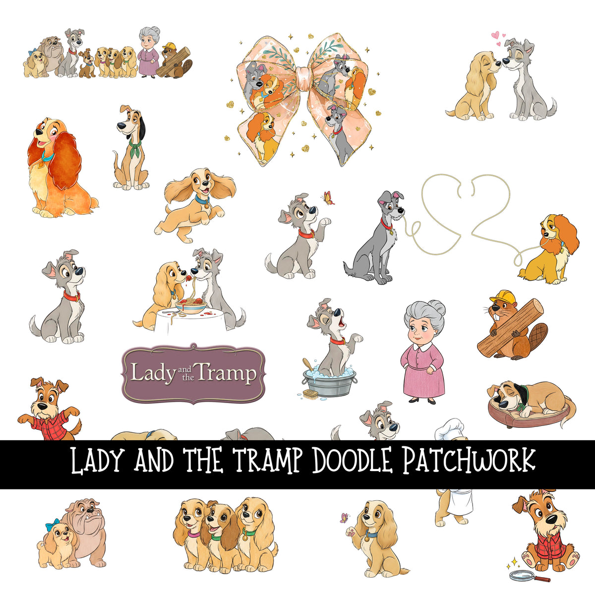 Lady and the Tramp Doodle Patchwork Set