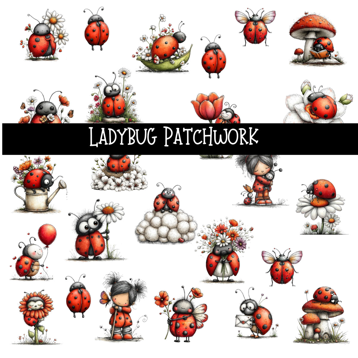Ladybug Doodle Patchwork Set