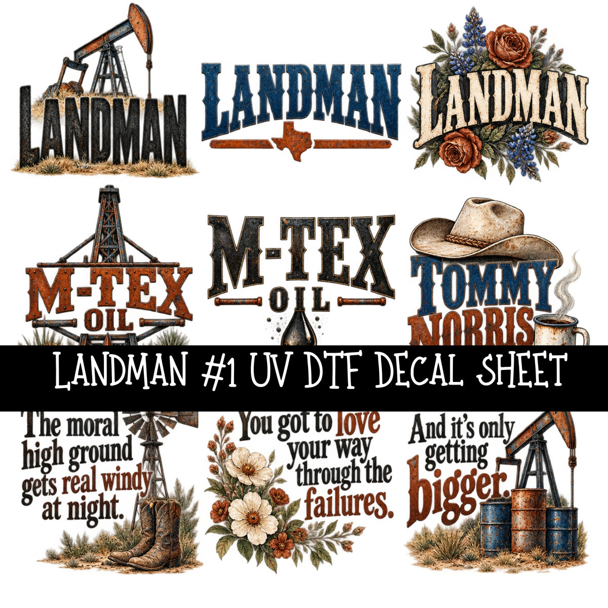 Landman UV DTF Decal sheets 14 Designs available