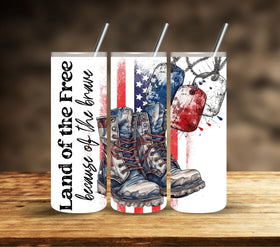 Land of the free vinyl tumbler wrap