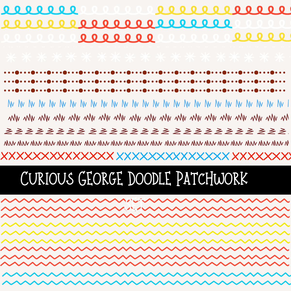 Curious George Doodle Patchwork Set