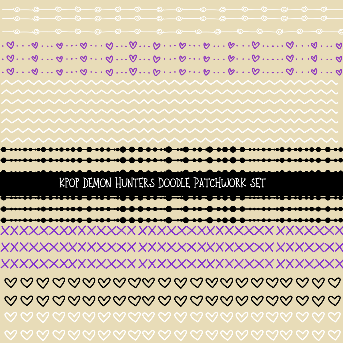 Kpop Demon Hunters Doodle Patchwork Set