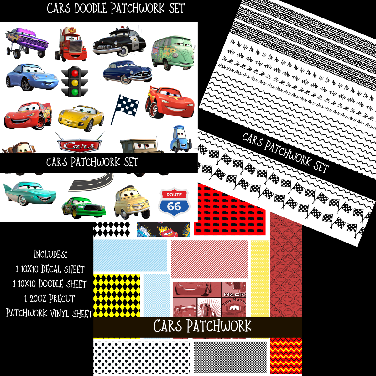 Cars Doodle Patchwork Set