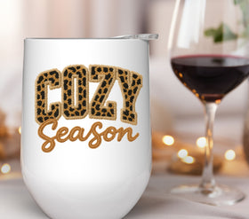 Cozy Season Leopard Faux Yarn UV DTF Decals