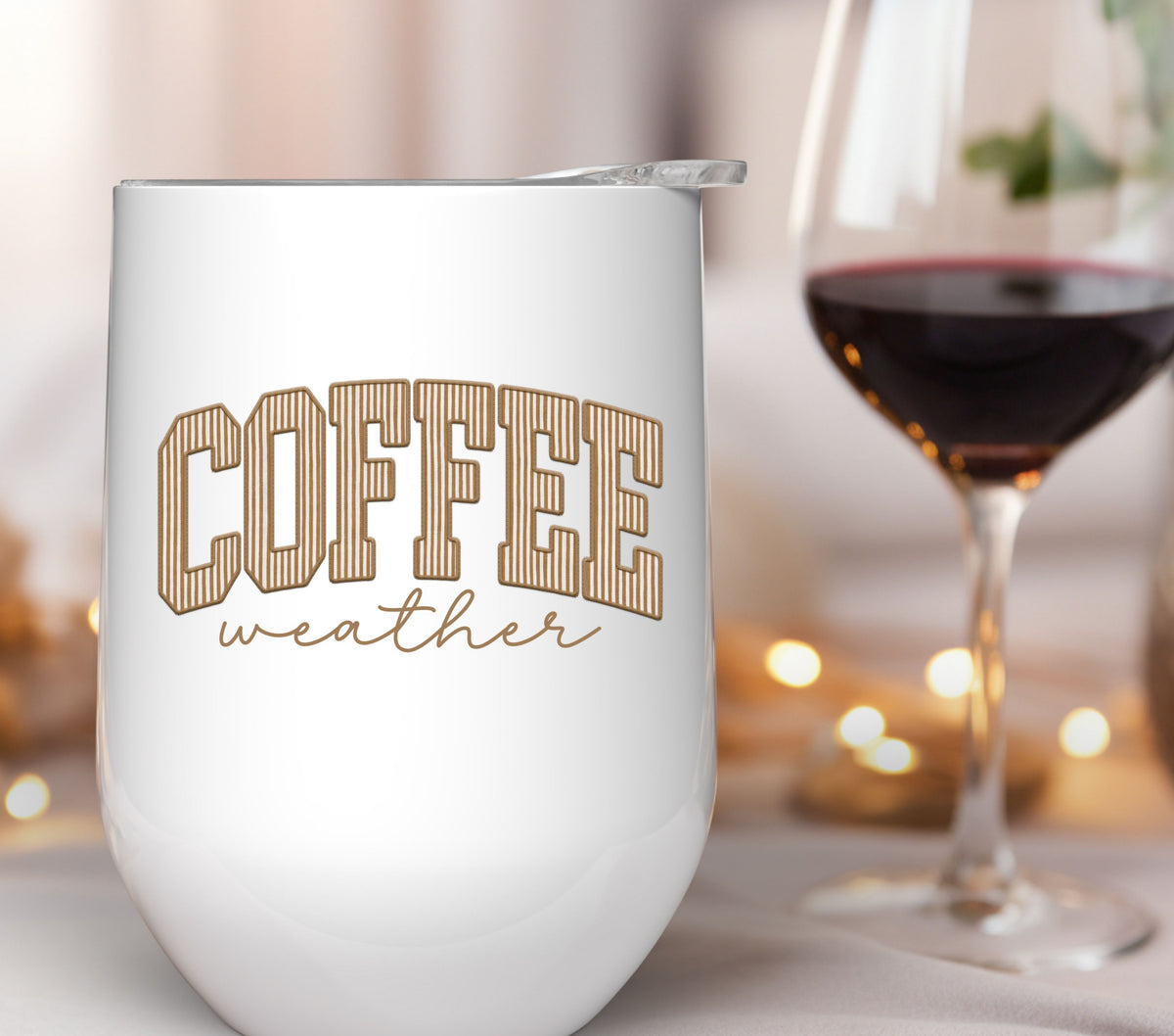 Coffee Weather Faux embroidery UV DTF Decals