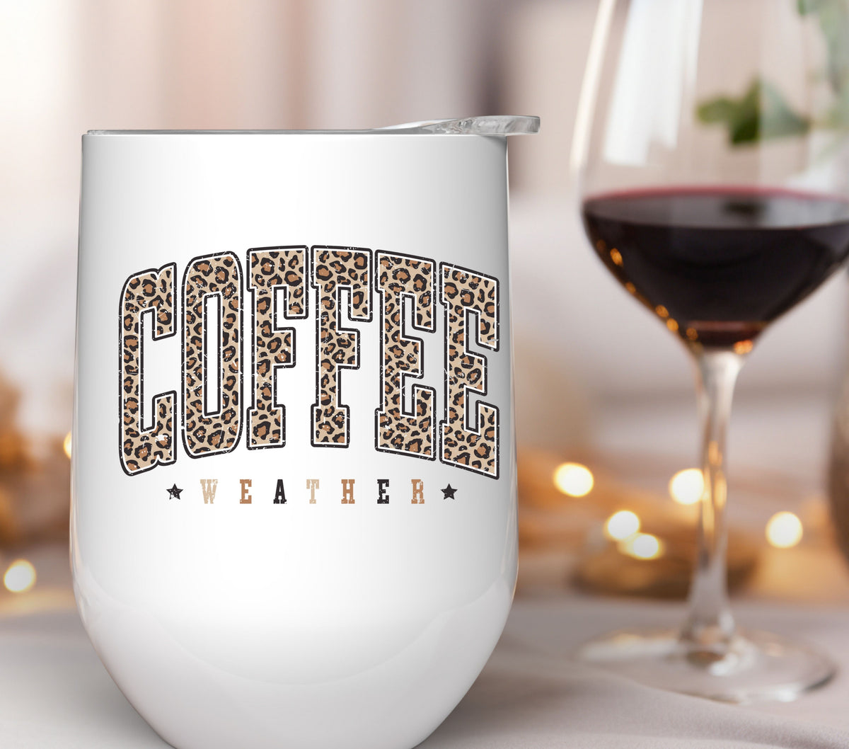 Coffee Weather Leopard UV DTF Decals