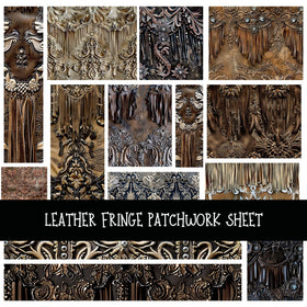 Leather Fringe Print Patchwork precut vinyl sheet available in 12x12 or 6x6 sizes