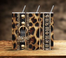 Leopard Bling vinyl tumbler wraps