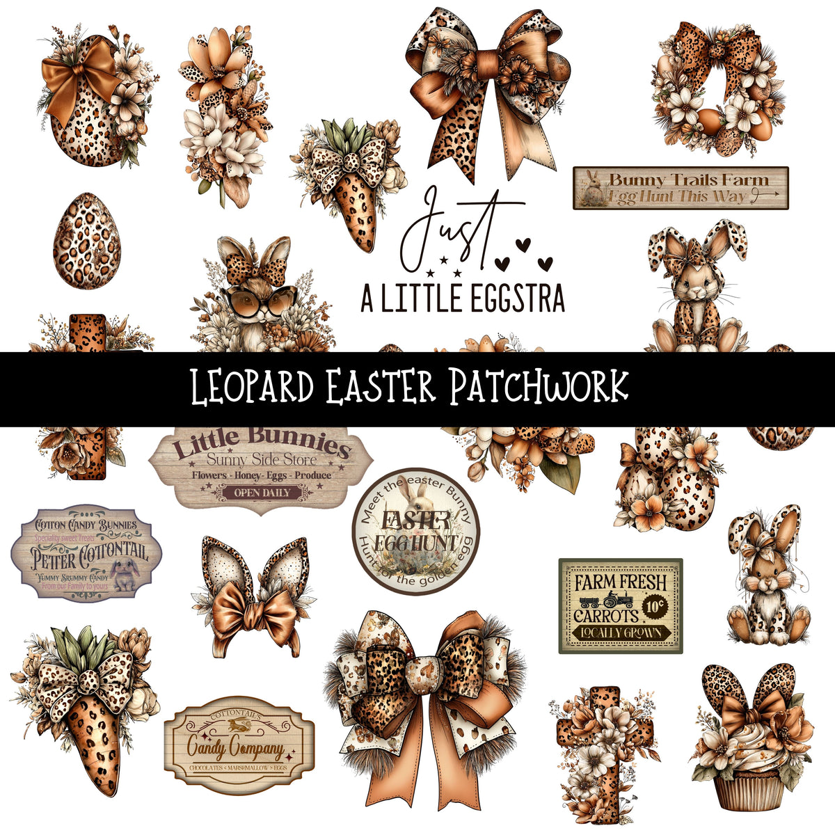 Leopard Easter Doodle Patchwork Set