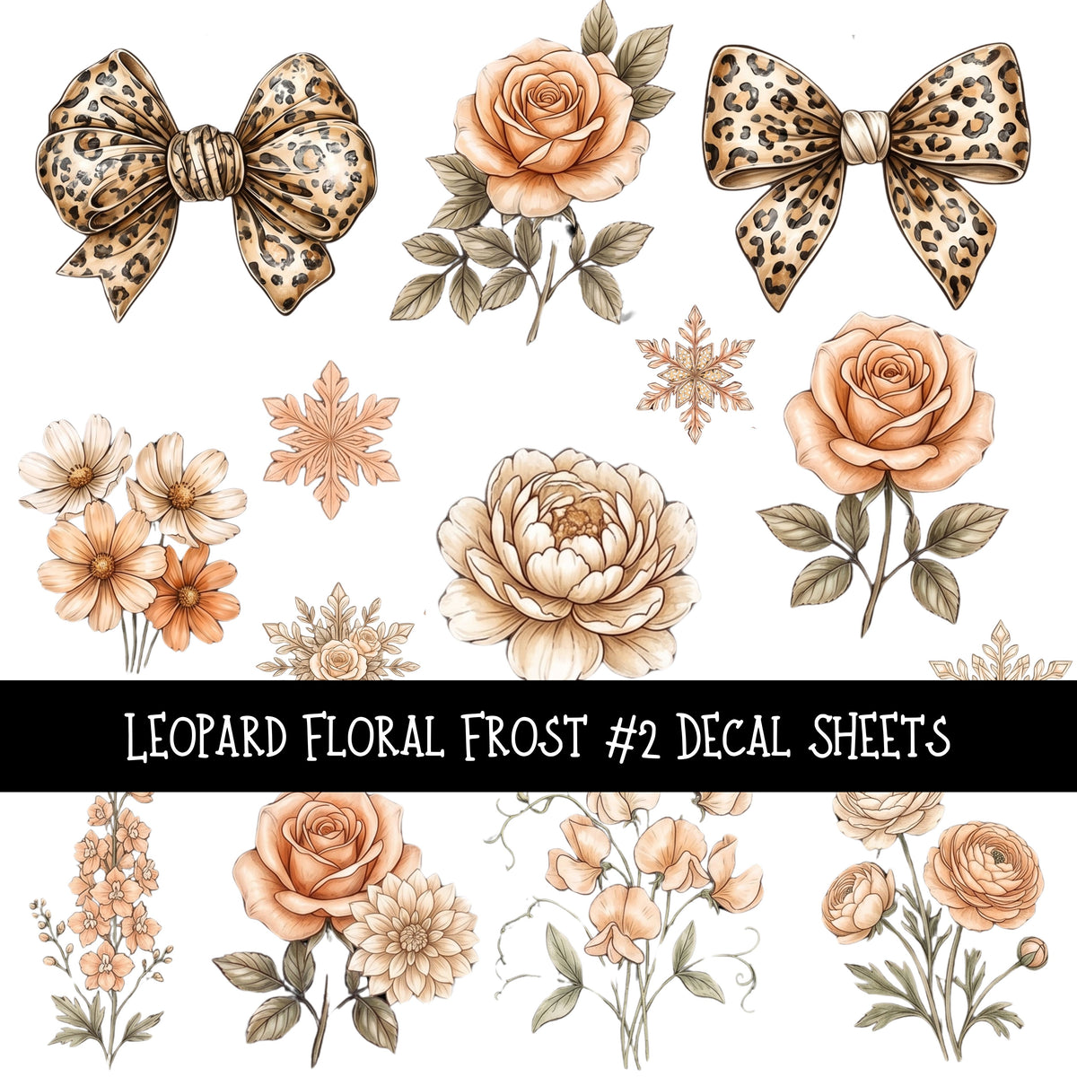 Leopard Floral Frost  Decal sheets 4 designs available
