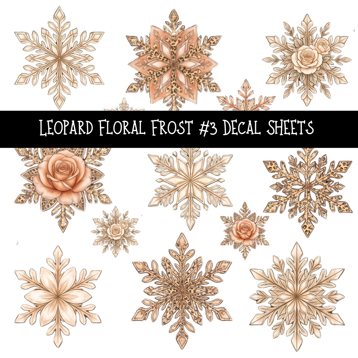 Leopard Floral Frost  Decal sheets 4 designs available