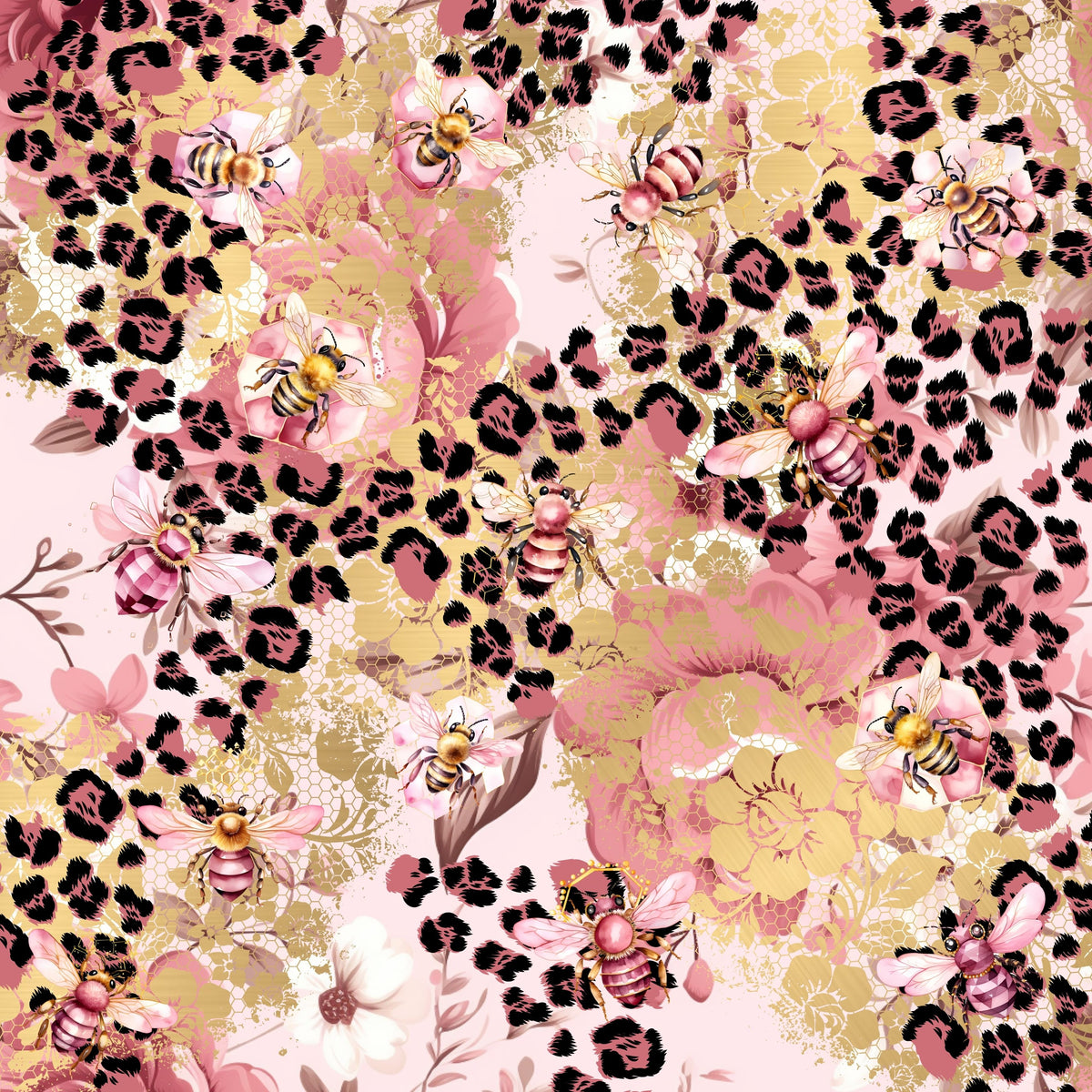 Leopard Lace and Bees 12x12 vinyl sheet 2 Designs available