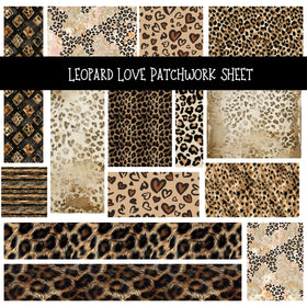 Leopard Love Patchwork precut vinyl sheet available in 12x12 or 6x6 sizes