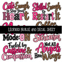 Leopard Nurse UV DTF Decal sheets 11 Designs available