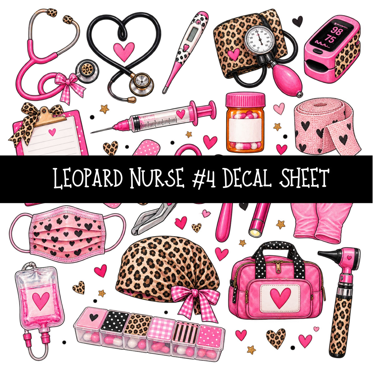 Leopard Nurse UV DTF Decal sheets 11 Designs available