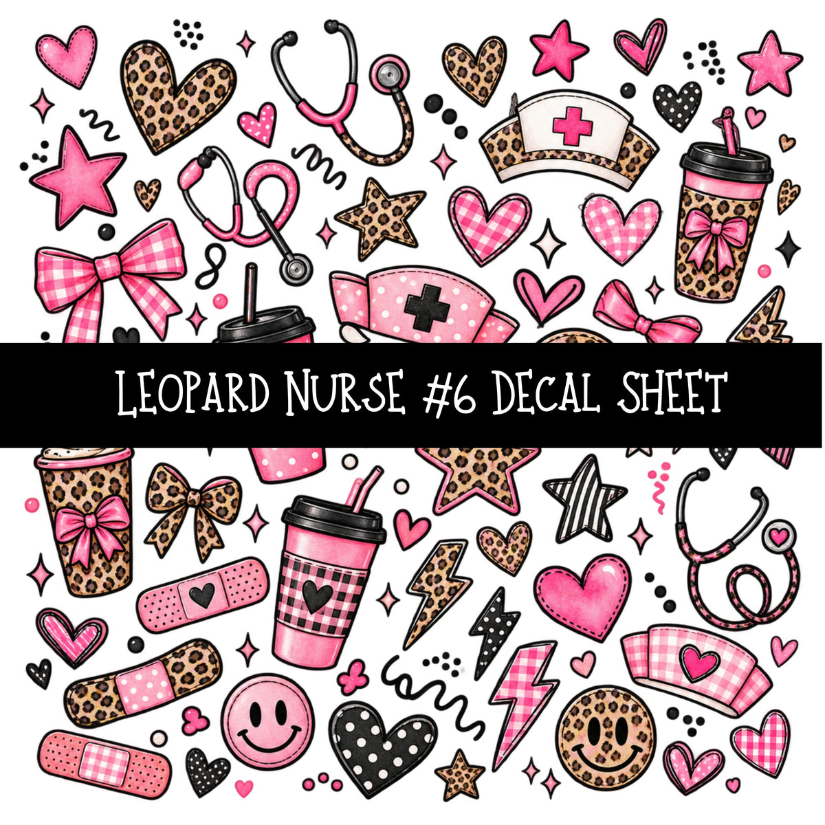 Leopard Nurse UV DTF Decal sheets 11 Designs available
