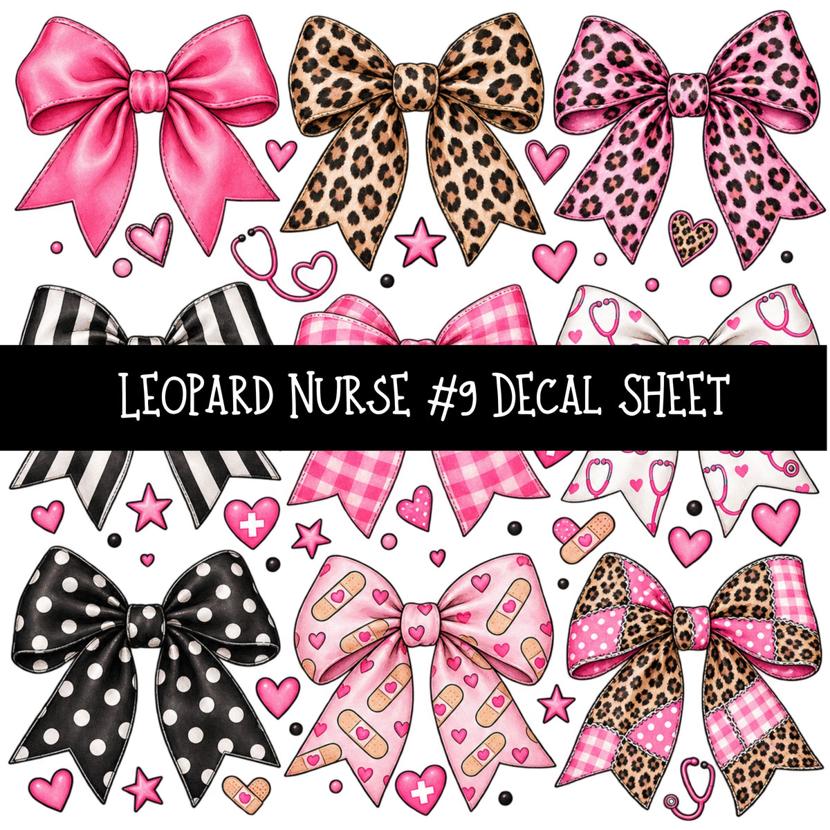 Leopard Nurse UV DTF Decal sheets 11 Designs available