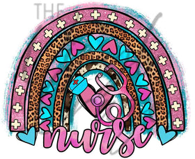 Leopard Rainbow Nurse UV DTF Decal