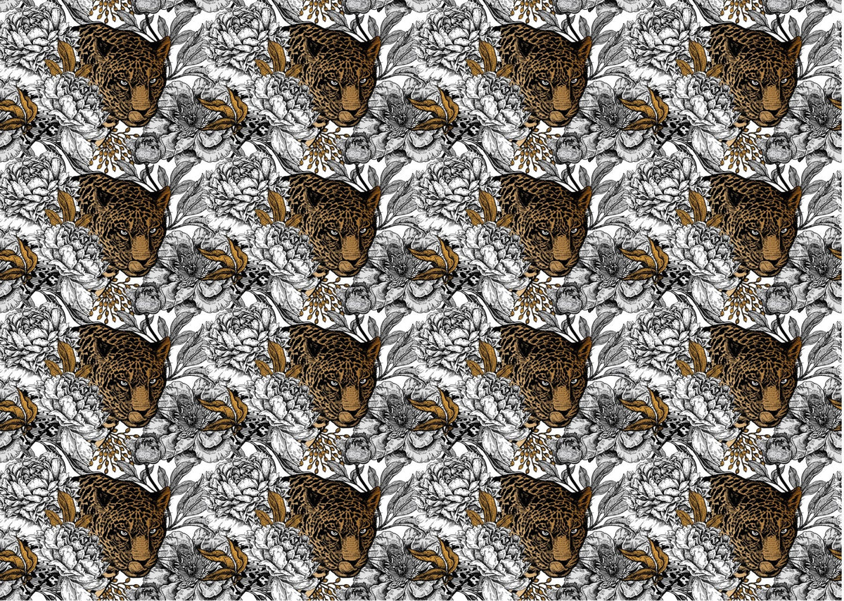 Leopard And Peonies - Adhesive Vinyl