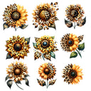 Leopard Sunflower l UV DTF Decal accent Sheet 10x10